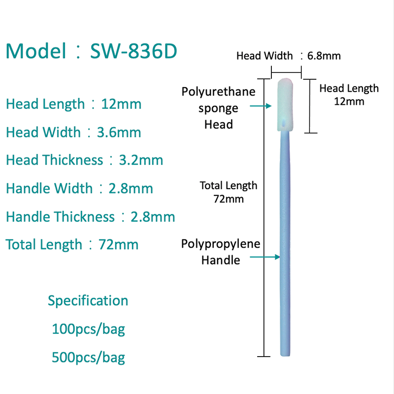 Sw-836D circum capitis Lint libera Industrial Sponge Swab